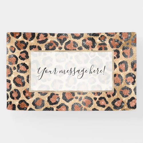 Luxury Chic Gold Black Brown Leopard Animal Print Banner