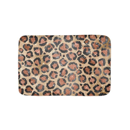 Luxury Chic Gold Black Brown Leopard Animal Print Bath Mat