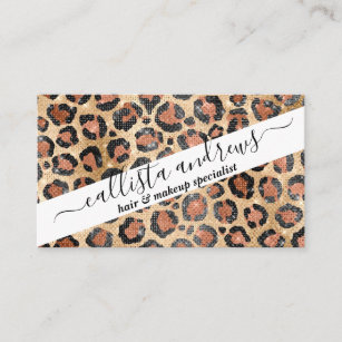 Luxury Chic Gold Black Brown Leopard Animal Print Business Card