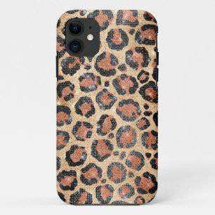 Luxury Chic Gold Black Brown Leopard Animal Print iPhone 11 Case