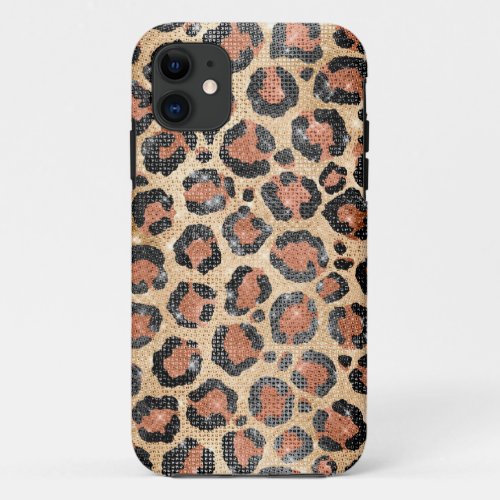 Luxury Chic Gold Black Brown Leopard Animal Print iPhone 11 Case