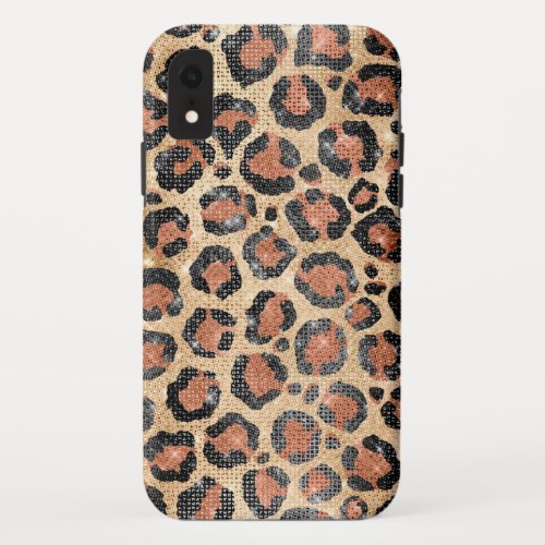 Luxury Chic Gold Black Brown Leopard Animal Print iPhone XR Case