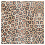 Luxury Chic Gold Black Brown Leopard Animal Print Fabric