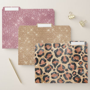 Luxury Chic Gold Black Brown Leopard Animal Print File Folder