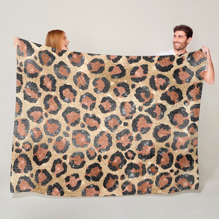 Luxury Chic Gold Black Brown Leopard Animal Print Fleece Blanket Zazzle