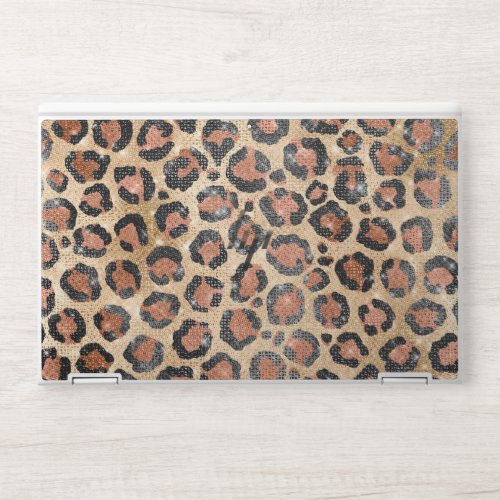 Luxury Chic Gold Black Brown Leopard Animal Print HP Laptop Skin