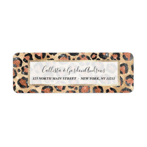 Luxury Chic Gold Black Brown Leopard Animal Print Label