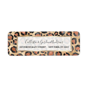 Luxury Chic Gold Black Brown Leopard Animal Print Label