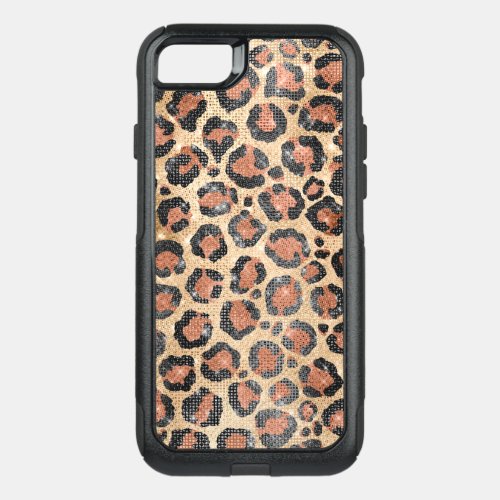 Luxury Chic Gold Black Brown Leopard Animal Print OtterBox Commuter iPhone SE87 Case