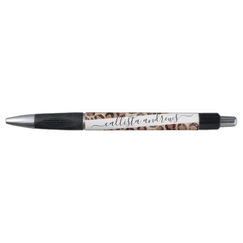 Luxury Chic Gold Black Brown Leopard Animal Print Pen