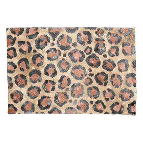 Luxury Chic Gold Black Brown Leopard Animal Print Pillow Case