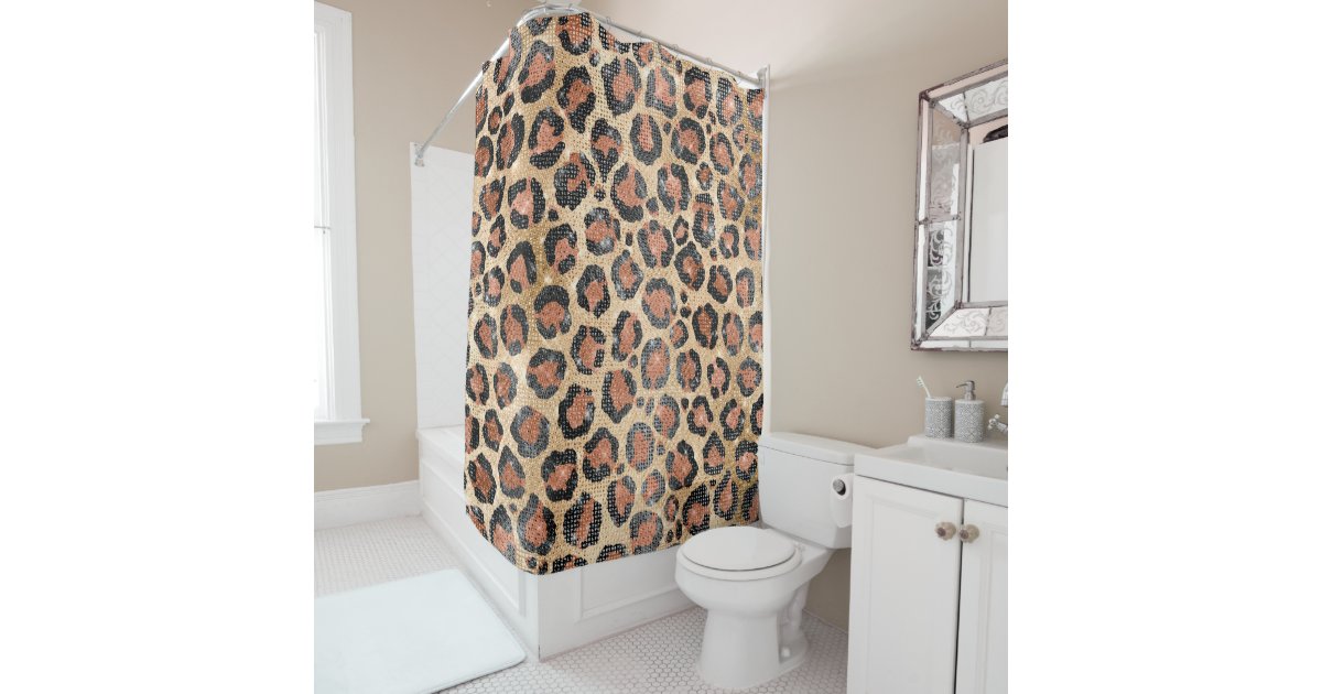 Luxury Chic Gold Black Brown Leopard Animal Print Shower ...
