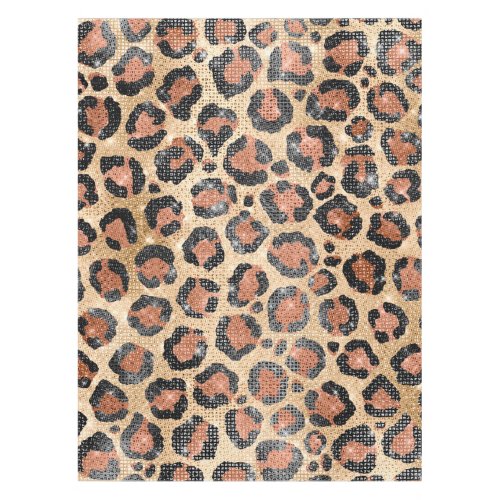 Luxury Chic Gold Black Brown Leopard Animal Print Tablecloth