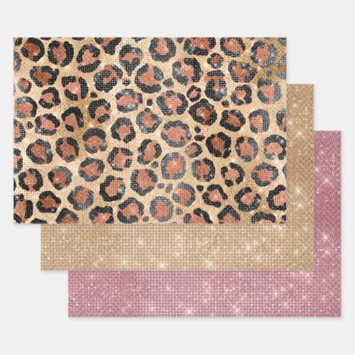 Luxury Chic Gold Black Brown Leopard Animal Print Wrapping Paper Sheets