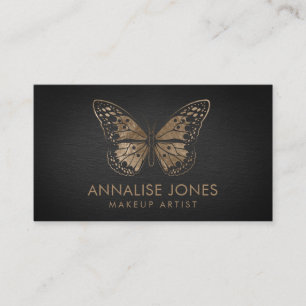 Luxury Chic Gold Butterfly on Black Slate Business Card