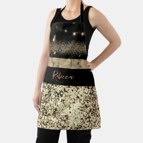 Luxury Chic Gold Glitter Signature Monogram Apron