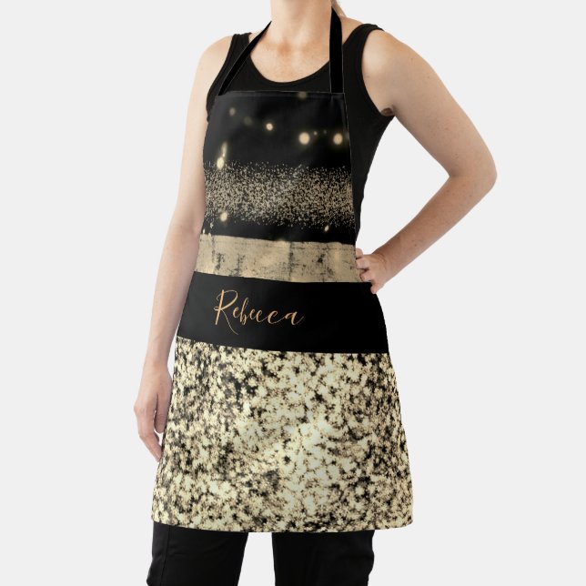 Luxury Chic Gold Glitter Signature Monogram Apron (Insitu)