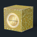 Luxury Chic Gold Glitter Signature Monogram  Favor Boxes<br><div class="desc">Personalized Gold Glitter (printed) Monogrammed design with bride and groom names and wedding date and ombre effect. Makes a great gift for newly weds. Great for your bedroom as fun decorative addition to your bedroom. Customize with your names,  monogram initial and wedding date.</div>