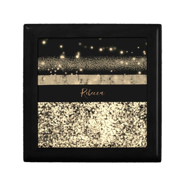 Luxury Chic Gold Glitter Signature Monogram Gift Box (Front)