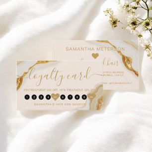 Luxury Chic Gold Marble Makeup 10 Loyalty Card