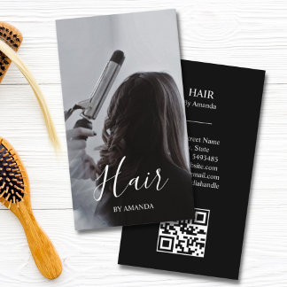 Luxury Chic Hair Hairstylist Beauty Salon QR Code  Business Card