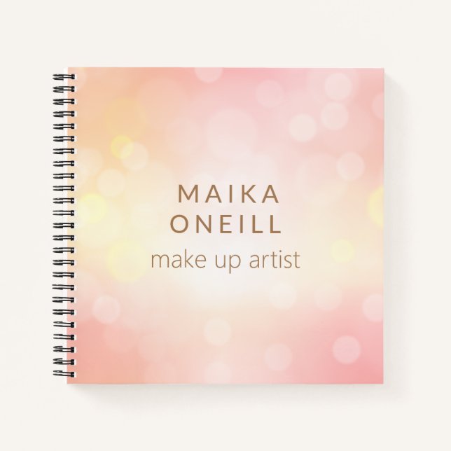 Luxury chic pink bokeh personalized notebook (Front)