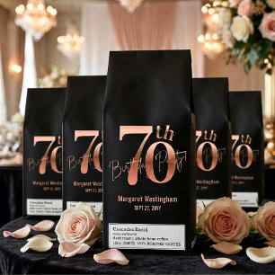 Luxury Chic Rose Gold Elegant 70th Birthday Roasted Coffee