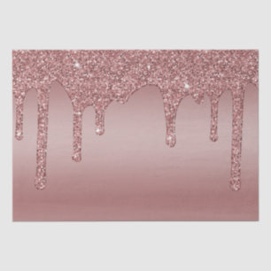 Luxury Chic Rose Gold Sparkle Glitter Drips Tissue Paper