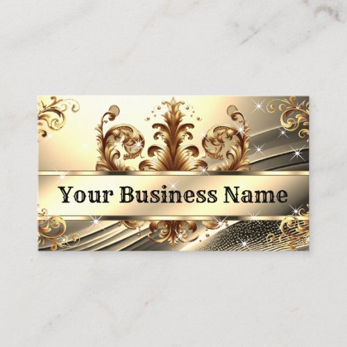 Luxury Chic Royal Ornament Glam Light Gold Ombre Business Card