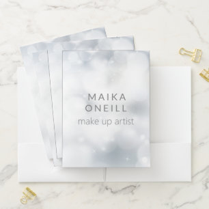 Luxury chic Silver glitter bokeh personalized Pocket Folder