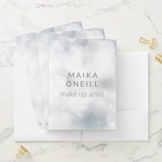 Luxury chic Silver glitter bokeh personalized Pocket Folder (In Situ)