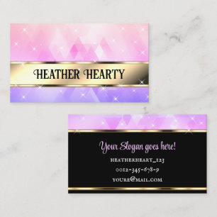 Luxury Chic Triangles Pattern Gold Purple Ombre Business Card