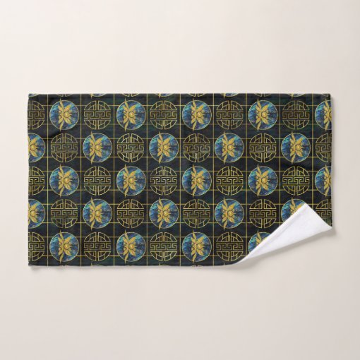 Luxury Chinese Golden Lotus on Abalone Bath Towel Set | Zazzle