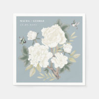 Luxury Chinoiserie Dusty Blue Ivory Floral Wedding