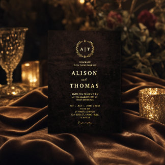 Luxury Chocolate Brown Wedding Invitation Foil Invitation