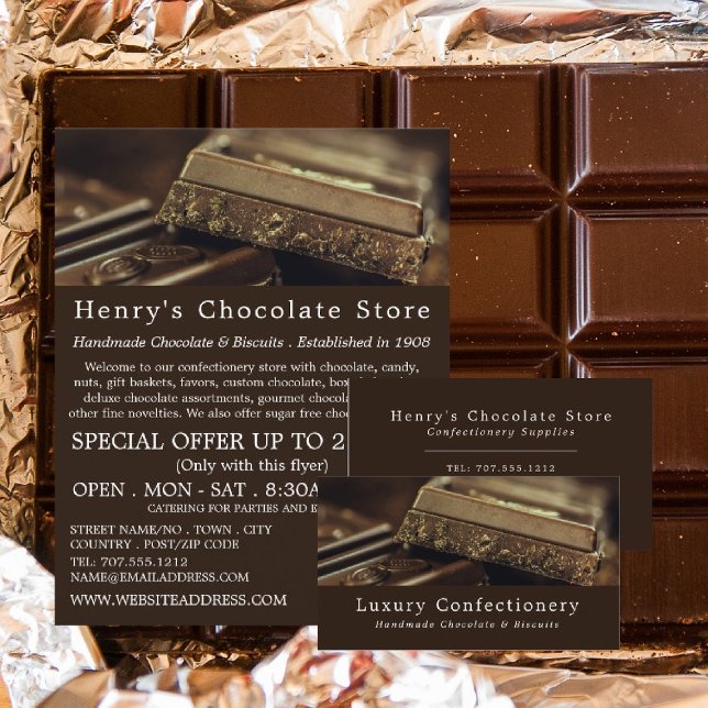 Luxury Chocolate, Confectionery Supplies Advert Flyer (Creator Uploaded)