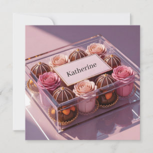 Luxury Chocolate Gift Box with Custom Name Holiday Card