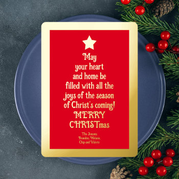 Luxury Christian Christmas Tree With Words Gold Foil Holiday Card by henishouseofpaper at Zazzle
