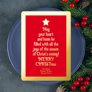 Luxury Christian Christmas Tree with Words Gold Foil Holiday Card