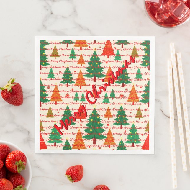 Luxury Christmas Christmas Trees Festive Paper Dinner Napkins (Insitu)
