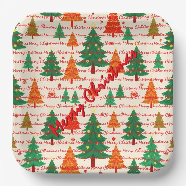 Luxury Christmas Christmas Trees Festive Paper Plates (Front)