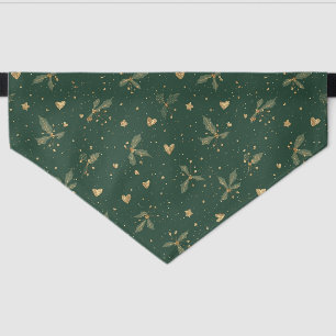 Luxury Christmas Dog Bandana Emerald Green Gold Pet Bandana Collar