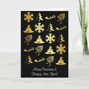 Luxury christmas greeting card with golden icons