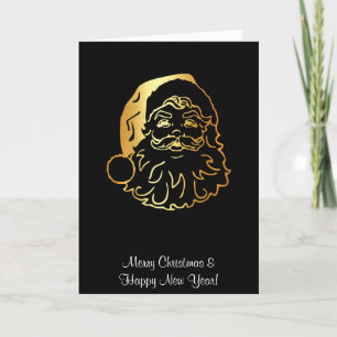 Luxury christmas greeting card with golden Santa