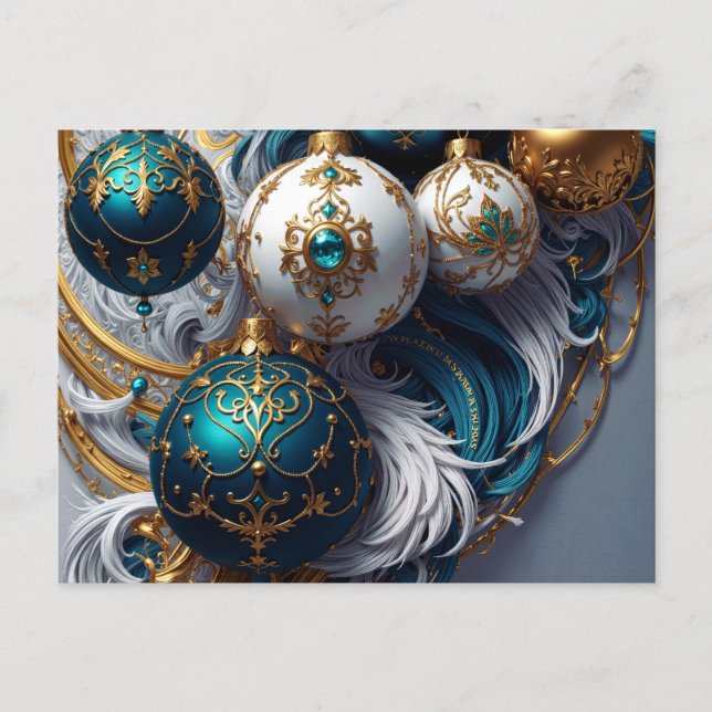Luxury Christmas Ornaments Blue Gold Ornament Stan Postcard (Front)