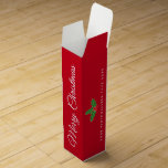 Luxury Christmas party favor gift wine boxes<br><div class="desc">Luxury Christmas party favor gift wine boxes. Luxurious Holiday template design with stylish script typography and holly leaves logo. Classy wine box for friends, family, guests, business partner, corporate party, office workers, colleagues, co workers, staff, personnel, volunteers, teacher, coach, boss, employees etc. Red or custom color background. Add your own...</div>