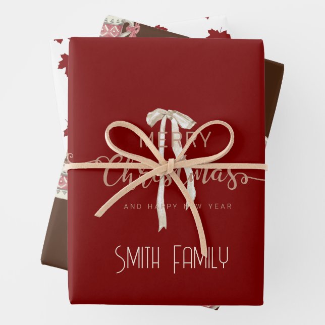 Luxury Christmas Personalized Merry Christmas  Wrapping Paper Sheets (In situ)
