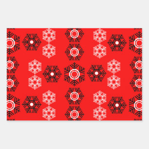 luxury Christmas Red And White Snowflake Wrapping Paper Sheets