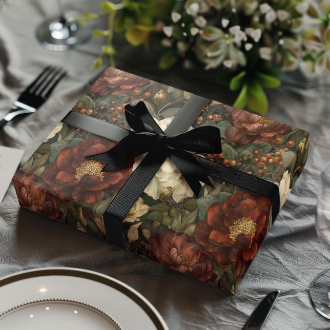 Luxury Christmas Red and Winter White Floral Wrapping Paper Sheets (Creator Uploaded)