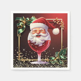 Luxury Christmas Serviette Jolly Santa Wine Glass Napkins